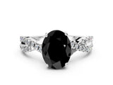 Platinum Fancy Black Oval Cut Solitaire Twist Pave Diamond Engagement Ring with Prong Setting_55