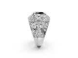 Platinum Fancy Black Pear Cut Brilliant Halo Pave Diamond Milgrain Ring_14