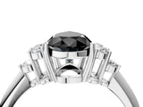 Platinum Fancy Black Pear Cut Cut Diamond Cluster Ring with Solitaire Band and Four-Prong Setting_28