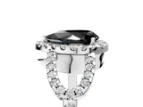 Platinum Fancy Black Pear Cut Cut Diamond Halo Engagement Ring with Open Split Pavé Band_11