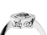 Platinum Fancy Black Pear Cut Cut Halo Pavé Diamond Ring_10