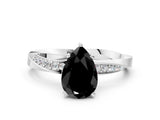 Platinum Fancy Black Pear Cut Diamond Engagement Ring with Side Stone Accents and Four-Prong Setting_12