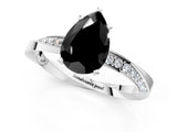 Platinum Fancy Black Pear Cut Diamond Engagement Ring with Side Stone Accents and Four-Prong Setting_13