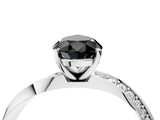 Platinum Fancy Black Pear Cut Diamond Engagement Ring with Side Stone Accents and Four-Prong Setting_16