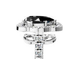 Platinum Fancy Black Pear Cut Diamond Floral Halo Split Shank Prong Setting Ring_11