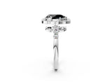 Platinum Fancy Black Pear Cut Diamond Floral Halo Split Shank Prong Setting Ring_8