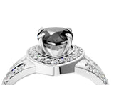 Platinum Fancy Black Pear Cut Diamond Halo Ring with Split Shank and Bezel Accents and Four-Prong Setting_10