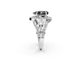 Platinum Fancy Black Pear Cut Diamond Halo Ring with Split Shank and Bezel Accents and Four-Prong Setting_8
