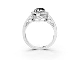 Platinum Fancy Black Pear Cut Diamond Halo Ring with Split Shank and Bezel Accents and Prong Setting_15