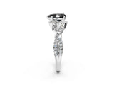 Platinum Fancy Black Pear Cut Diamond  Halo Twist Band Solitaire Prong Setting Ring_14