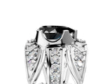 Platinum Fancy Black Pear Cut Diamond Pave Art Deco Split Shank Ring with Four-Prong Setting_11