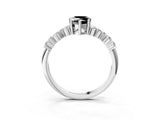 Platinum Fancy Black Pear Cut Diamond Scattered Round Accent Ring with Prong Setting_3