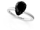 Platinum Fancy Black Pear Cut Diamond Solitaire Ring with Classic Band and Four-Prong Setting_13