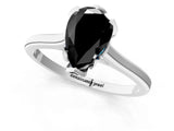 Platinum Fancy Black Pear Cut Diamond Solitaire Ring with Flower Prong Setting and Classic Band_13