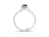 Platinum Fancy Black Pear Cut Diamond Solitaire Ring with Flower Prong Setting and Classic Band_15