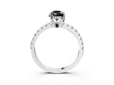 Platinum Fancy Black Pear Cut Diamond Solitaire Ring with Round  Pavé Band and Four-Prong Setting_39