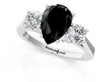 Platinum Fancy Black Pear Cut Diamond Three-Stone Engagement Ring with Prong Setting and Pavé Band_13