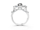 Platinum Fancy Black Pear Cut Diamond Three-Stone Ring with Prong Setting and Pavé Band_15