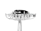 Platinum Fancy Black Pear Cut Halo Diamond Cluster Ring with Marquise and Round Stones on a White Gold Band with Prong Setting_5