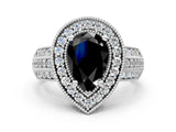 Platinum Fancy Black Pear Cut Halo Diamond Engagement Ring with Pave Split Shank and Four-Prong Setting_36