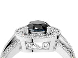 Platinum Fancy Black Pear Cut Halo Diamond Engagement Ring with Pave Split Shank and Four-Prong Setting_40