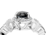 Platinum Fancy Black Pear Cut Halo Diamond Split Shank Engagement Ring with Four-Prong Setting_10