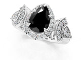 Platinum Fancy Black Pear Cut Halo Diamond Split Shank Engagement Ring with Four-Prong Setting_7