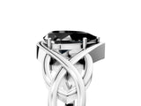 Platinum Fancy Black Pear Cut Solitaire Intertwined Band Prong Setting Ring_11