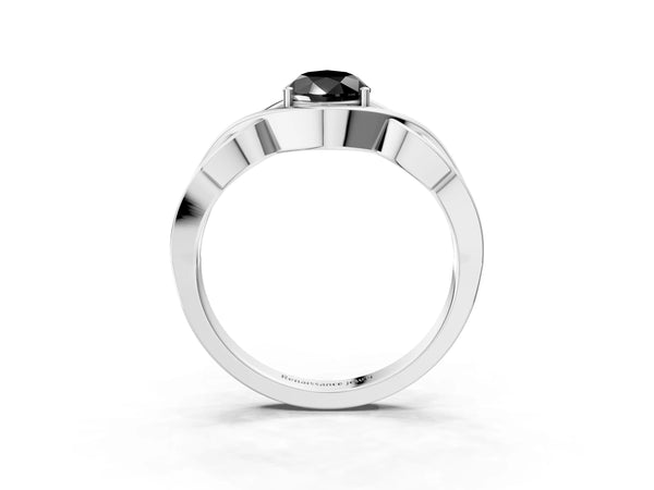 Platinum Pear-Shaped Woven Solitaire Engagement Ring Setting for Black Center