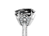 Platinum Fancy Black Pear Cut Solitaire Split Shank Pave Diamond Engagement Ring with Four-Prong Setting_11