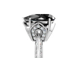 Platinum Fancy Black Pear Cut Solitaire Split Shank Pave Diamond Engagement Ring with Four-Prong Setting_65