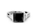 Platinum Fancy Black Princess Cut Brilliant Solitaire Diamond Ring with Channel Set Band and Bar Prong Setting_6