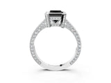 Platinum Fancy Black Princess Cut Brilliant Split Shank Pave Solitaire Ring with Four-Prong Setting_15