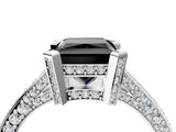 Platinum Fancy Black Princess Cut Brilliant Split Shank Pave Solitaire Ring with Four-Prong Setting_16