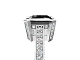 Platinum Fancy Black Princess Cut Brilliant Split Shank Pave Solitaire Ring with Four-Prong Setting_17