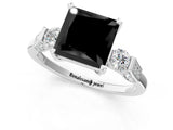 Platinum Fancy Black Princess Cut Brilliant Three-Stone Pave Band with Four-Prong Setting_7