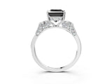 Platinum Fancy Black Princess Cut Brilliant Three-Stone Pave Band with Four-Prong Setting_9