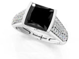 Platinum Fancy Black Princess Cut Cut Diamond Channel Set Pave Band with Tension Prong Setting_7
