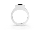 Platinum Fancy Black Princess Cut-Cut Diamond Halo Engagement Ring with Pave Band and Prong Setting_15