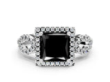 Platinum Fancy Black Princess Cut Cut Halo Diamond Infinity Band with Four-Prong Setting_12