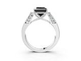 Platinum Fancy Black Princess Cut Diamond Channel Set Solitaire Ring with Four-Prong Setting_47