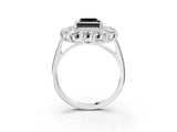Platinum Fancy Black Princess Cut Diamond Floral Double Halo Engagement Ring with Prong Setting_147