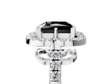 Platinum Fancy Black Princess Cut Diamond Floral Halo Split Shank Prong Setting Ring_11