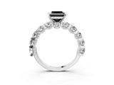 Platinum Fancy Black Princess Cut Diamond Side Stone Engagement Ring with Four-Prong Setting_3