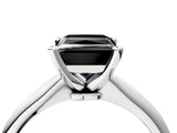 Platinum Fancy Black Princess Cut Diamond Solitaire Engagement Ring with Classic Band and Four-Prong Setting_16