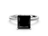 Platinum Fancy Black Princess Cut Diamond Solitaire Ring with Classic Band and Four-Prong Setting_12