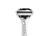 Platinum Fancy Black Princess Cut Diamond Solitaire Ring with Pavé Band and Prong Setting_17