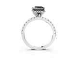 Platinum Fancy Black Princess Cut Diamond Solitaire Ring with Round  Pavé Band and Four-Prong Setting_27