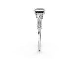 Platinum Fancy Black Princess Cut Diamond Three-Stone Ring with Prong Setting and Pavé Band_14