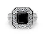 Platinum Fancy Black Princess Cut Halo Diamond Engagement Ring with Pave Split Shank and Four-Prong Setting_12